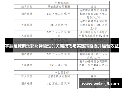 掌握足球俱乐部财务管理的关键技巧与实践策略提升运营效益